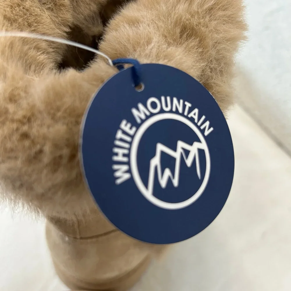 White Mountain Incher Womens Boots Dark Beige Faux Fur‎ Trim Size 9 New